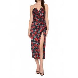 NEW DEE ELLY just a bit rosey dress in black multi